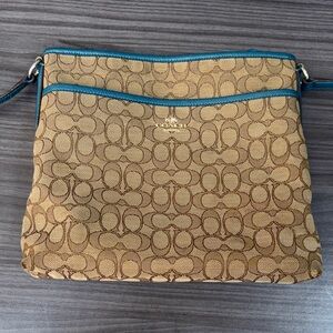 Coach Brown and Blue Patterned Crossbody Bag